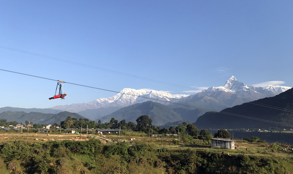 तनहुँमा जिपलाइन र स्काइ रोप साइक्लिङ सञ्चालनमा ; लगानी जम्मा रु एक करोड २५ लाख