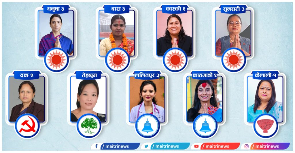 प्रतिनिधिसभामा एमालेबाट मात्रै चार महिला निर्वाचित, कांग्रेस–माओवादीबाट एक–एक, समाजवादीमा शून्य