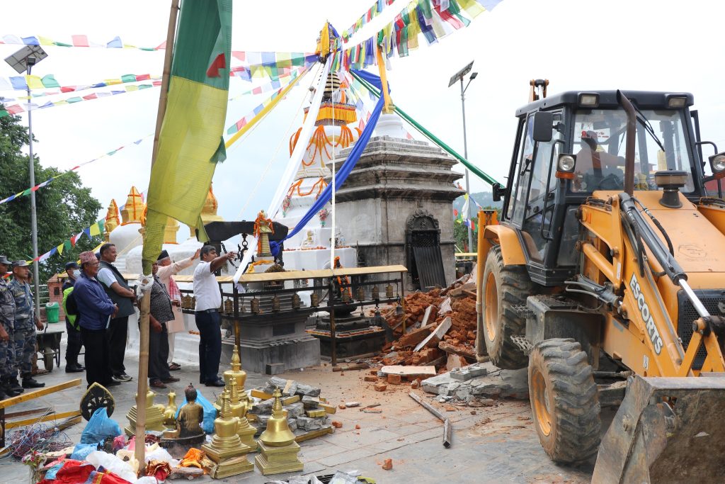 नमोबुद्धको घ्यांग भत्काइयो