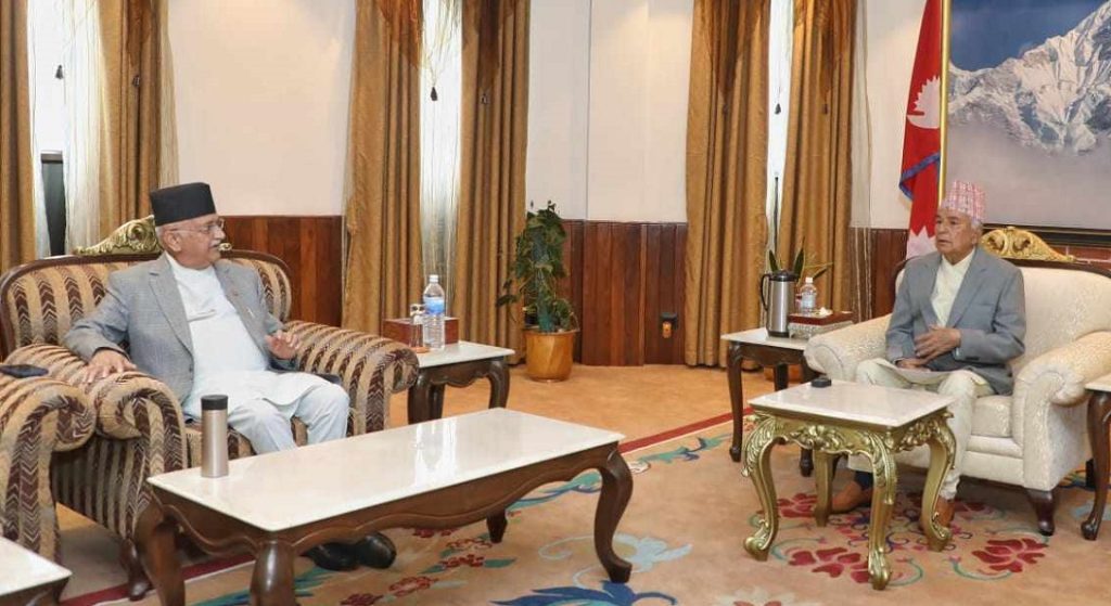 राष्ट्रपति रामचन्द्र पौडेल र एमाले अध्यक्ष केपी शर्मा ओलीबीच भेटवार्ता