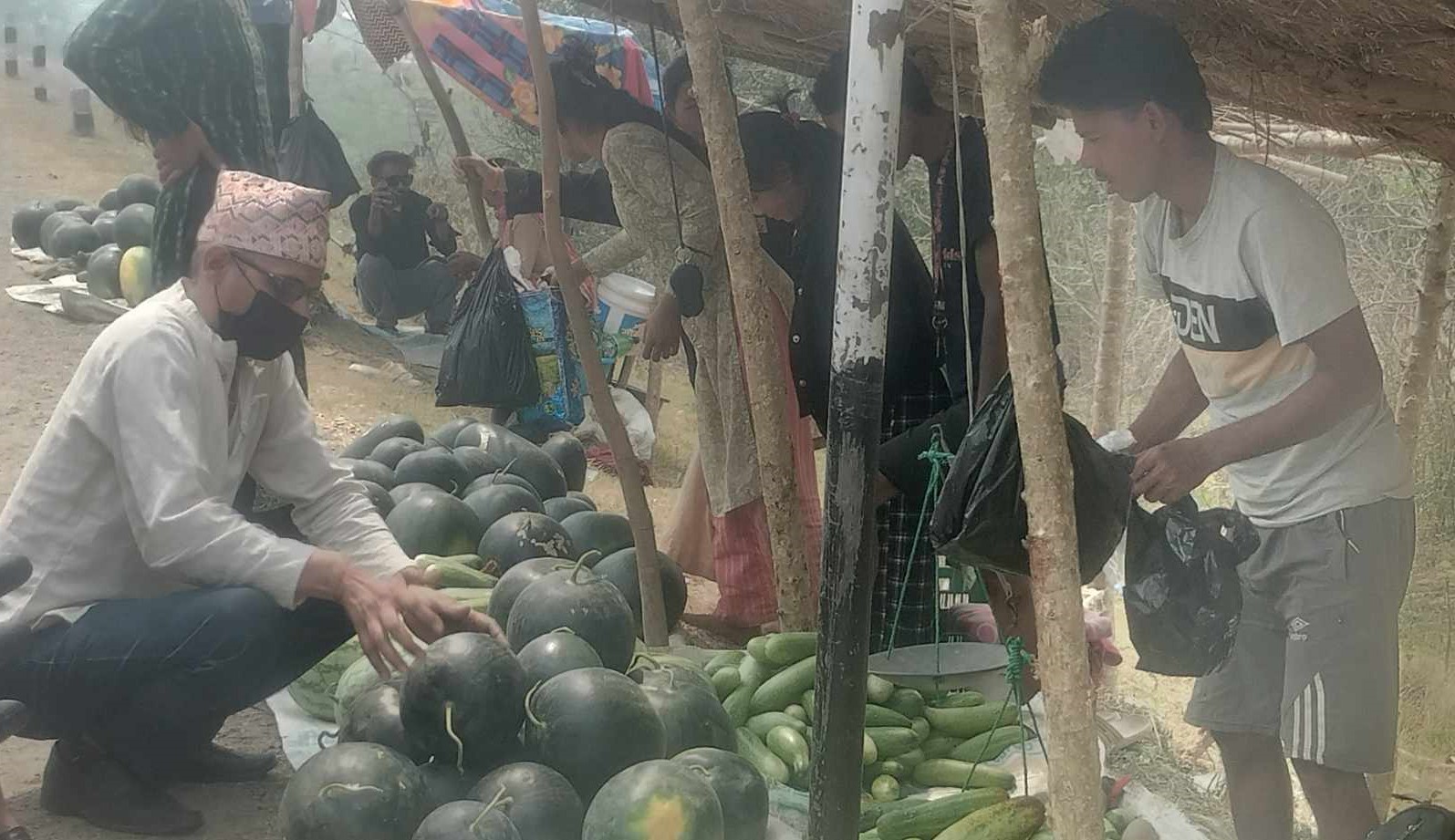 बगरमा खर्बुजा खेती, राजमार्गमा बिक्री
