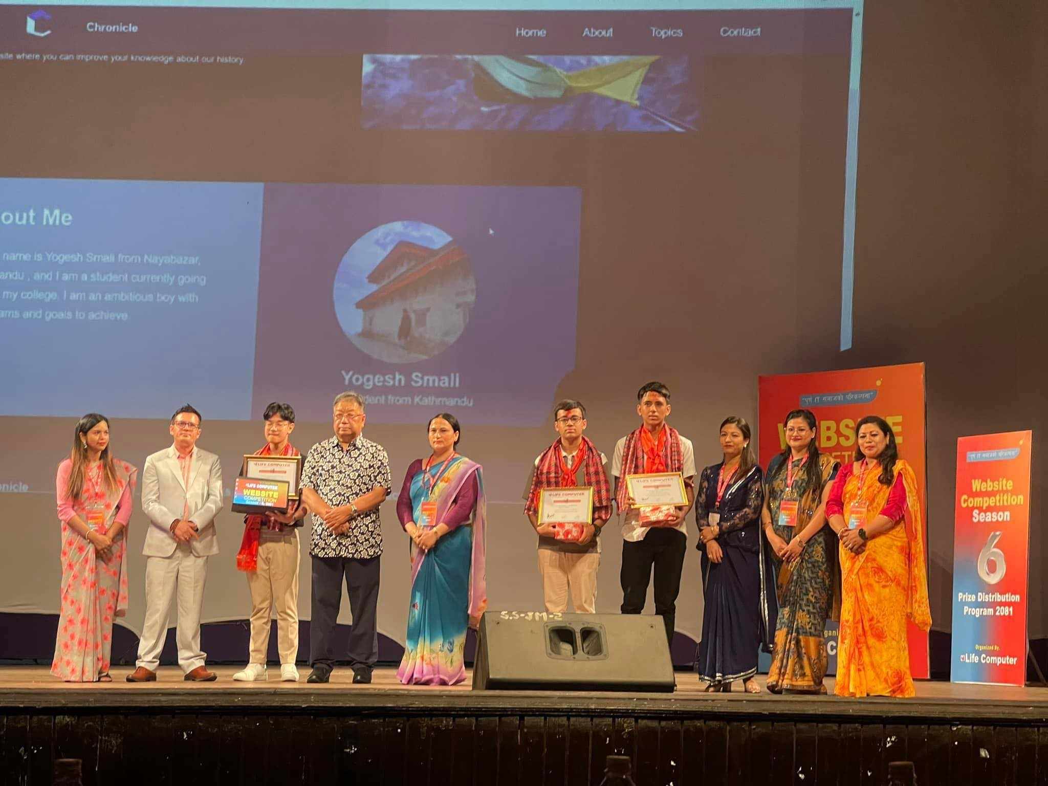 लाइफ कम्प्युटरको छैटौं सिजनको ‘वेबसाइट कम्पिटिसन’ विजेतामा योगेश स्माली
