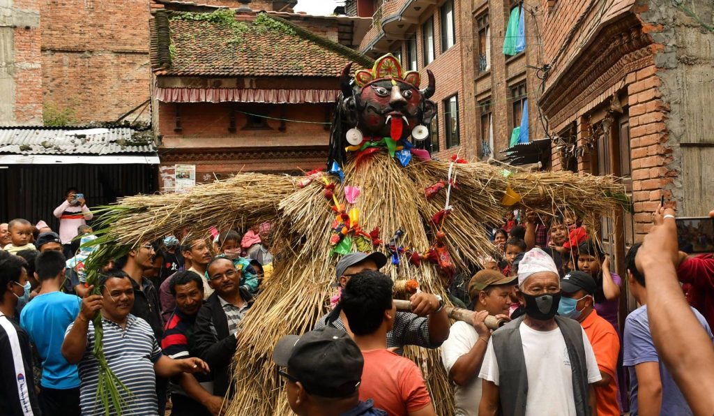 नेवा: समुदायकाे माैलिक पर्व गठामुंग (घण्टाकर्ण) मनाइँदै