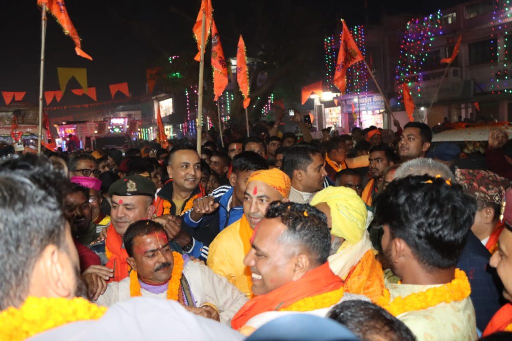 रामजानकी विवाह महोत्सव : अयोध्याबाट आएका जन्तीलाई मटिहानीमा स्वागतअ