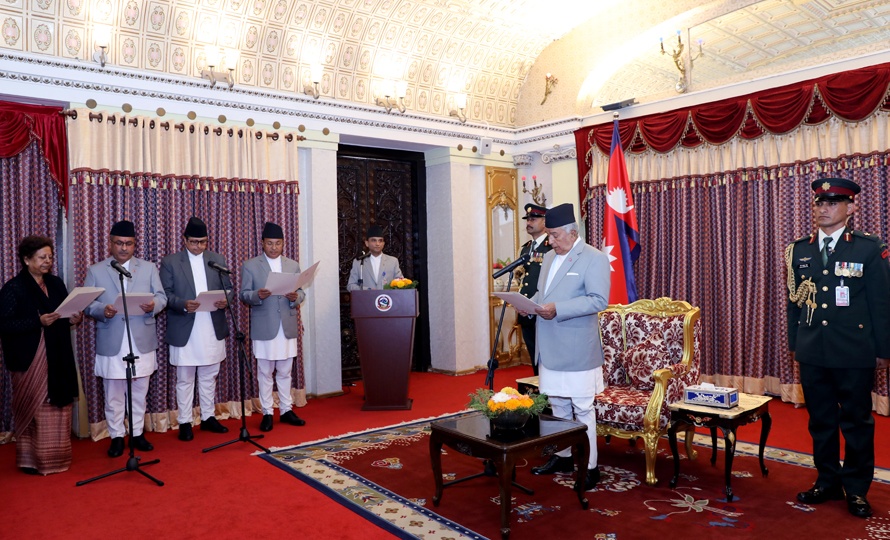 राष्ट्रपति रामचन्द्र पौडेलसमक्ष चार देशका राजदूतले लिए शपथ