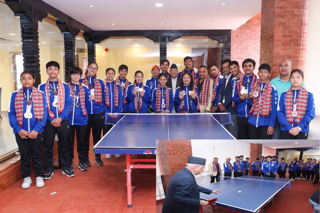 प्रधानमन्त्रीद्वारा दक्षिण एसियाली युुथ टेबल टेनिस प्रतियोगिताका विजेता खेलाडीलाई बधाई