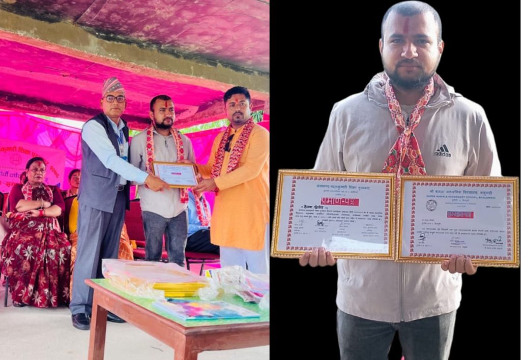 दुई भिन्दा भिन्दै पुरस्कार द्वारा उपन्यासकार घिमिरे सम्मानित