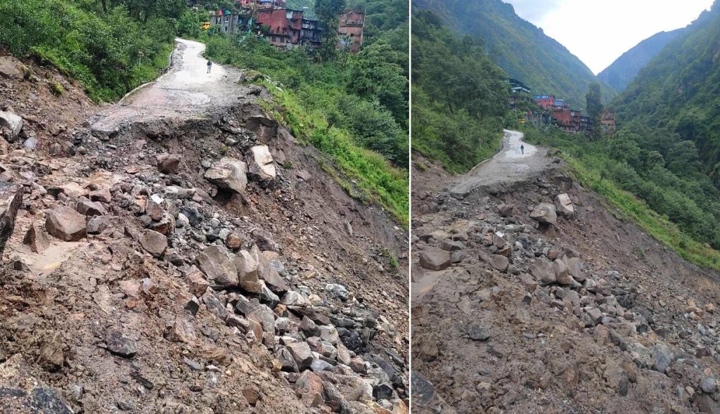 इकुमा गएकाे पहिरोले अरनिको राजमार्ग अवरुद्ध