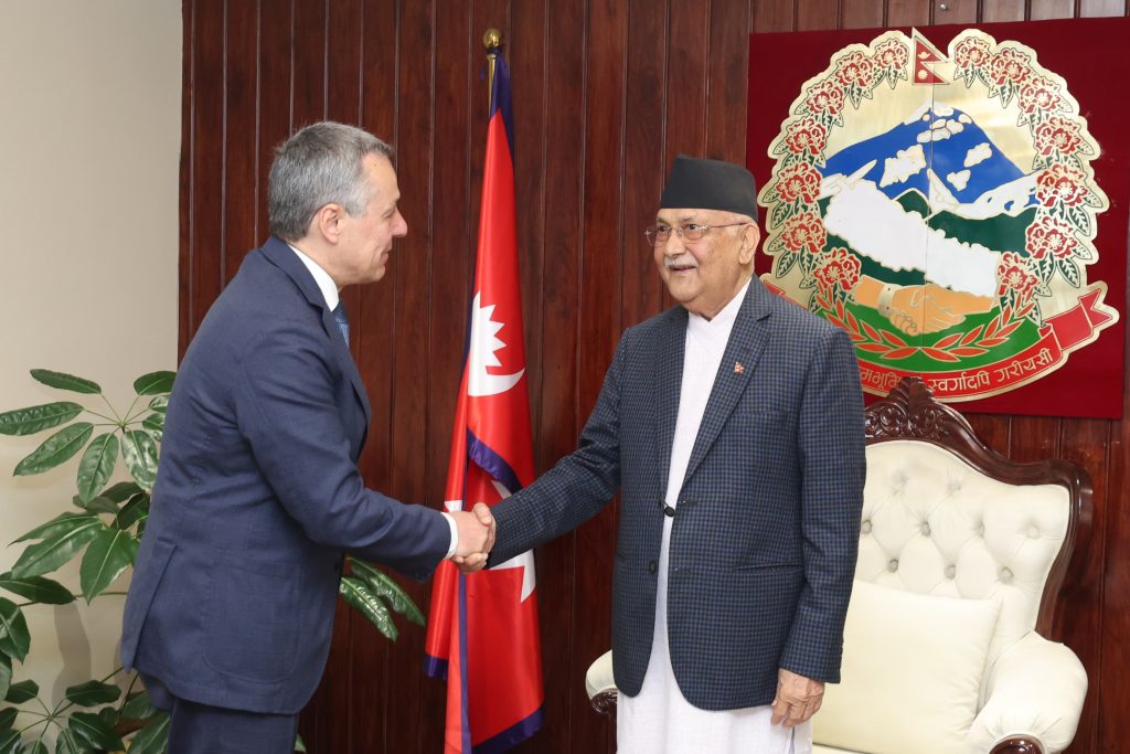 प्रधानमन्त्रीसँग स्वीट्जरल्याण्डका विदेशममन्त्रीको भेट