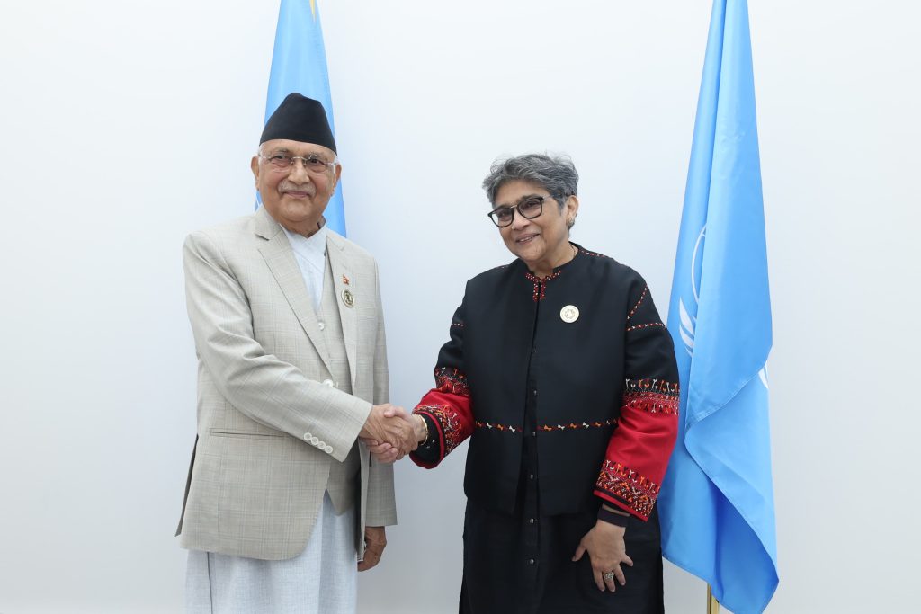 भूपरिवेष्टित राष्ट्रका साझा हितबारे प्रधानमन्त्री ओली र राष्ट्रसंघकी उपमहासचिवबीच छलफल