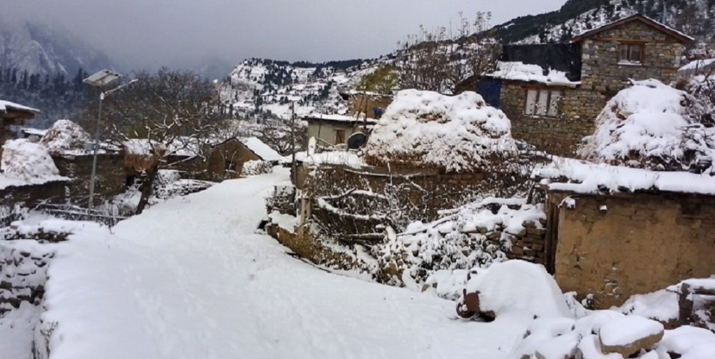 हिमपातले अवरुद्ध न्यालु खण्डको हिउँ पन्छाउन स्काभेटर परिचालन