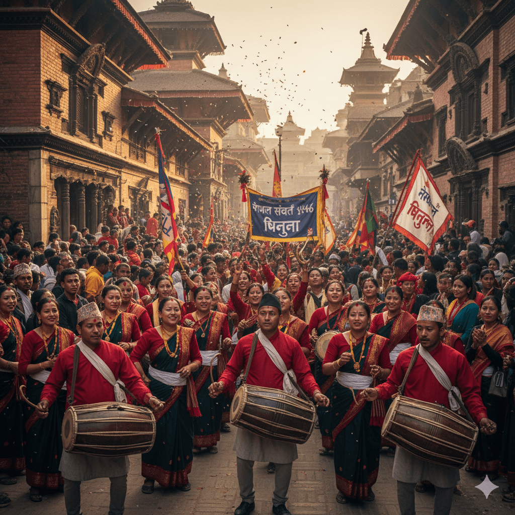 आज नेपाल संवतको नयाँ बर्ष ११४६ भिन्तुना र्याली निकाल्दै हर्षोउल्लसाका साथ मनाईदै साथै आज साँझ म्हः पूजा गरिदै