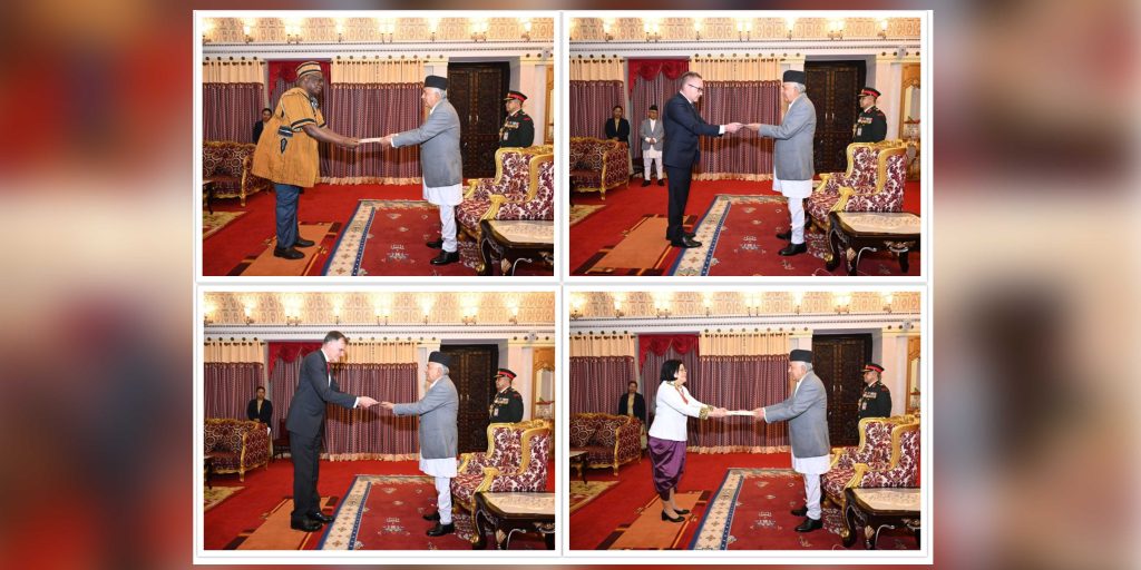 राष्ट्रपति पौडेल समक्ष विभिन्न ४ वटा देशका राजदूतहरुबाट ओहदाको प्रमाण पत्र पेश