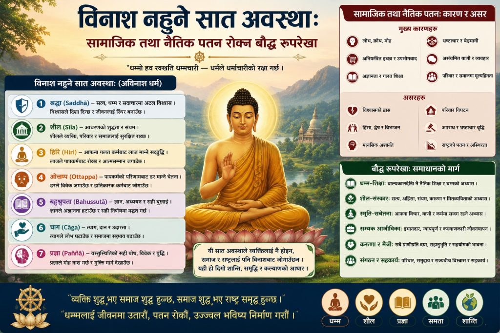 “विनाश नहुने सात अवस्थाः सामाजिक तथा नैतिक पतन रोक्न बौद्ध रूपरेखा“ – सुमति बज्राचार्य