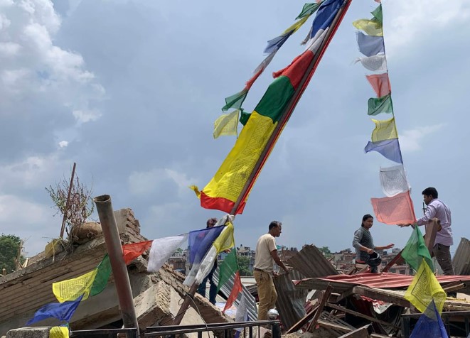 बुद्ध जयन्तीकै दिन बल्खुस्थित गुम्बामा डोजर चलेपछि स्थानीय आक्राेशित