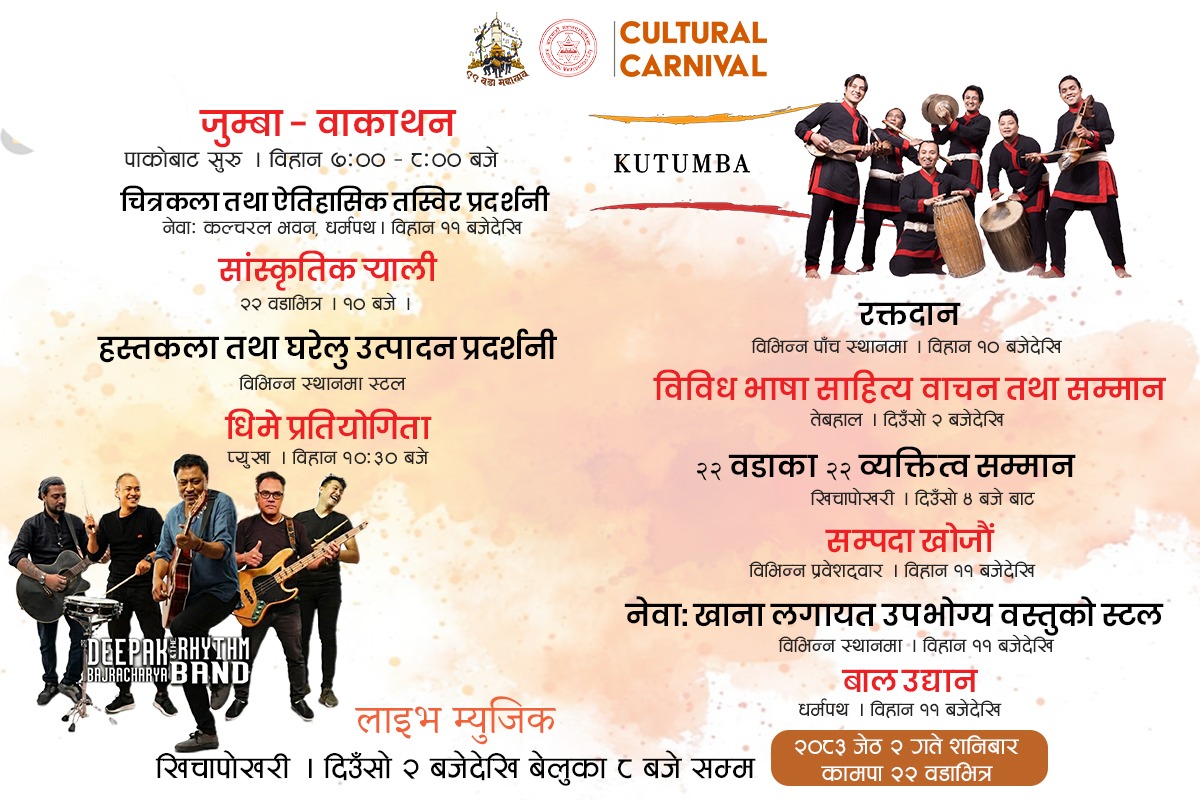जेठ २ गते काठमाडौँको २२ वडामा महोत्सव हुने : १२ विधाका कार्यक्रमसहित ४ लाख सहभागी हुने अपेक्षा