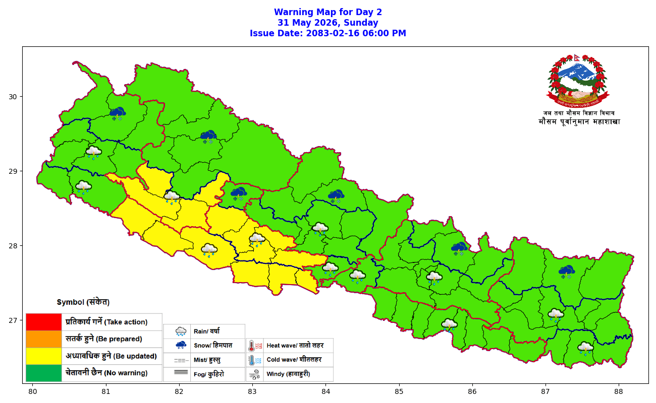 लुम्बिनी, कर्णाली र सुदूरपश्चिममा वर्षाको सम्भावना, तराईमा हुरी चल्ने चेतावनी