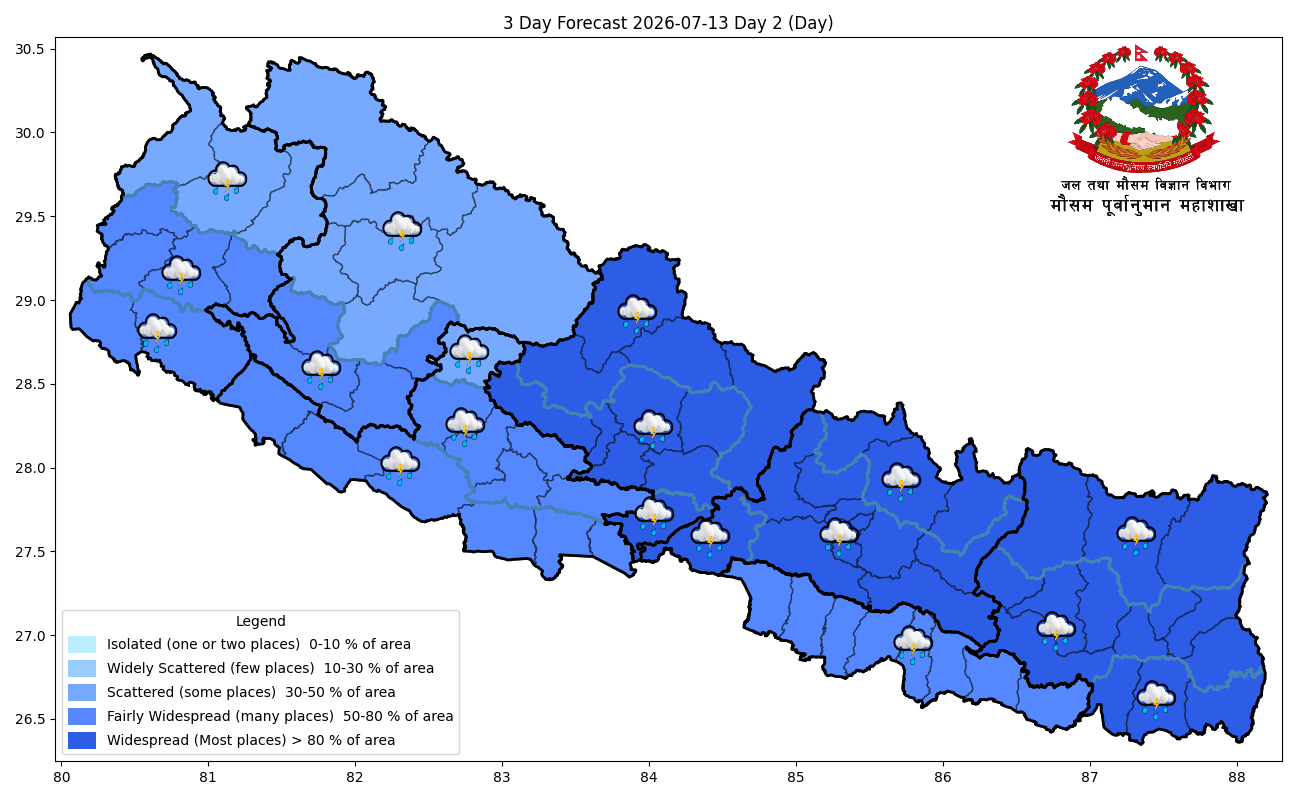 मनसुन थप सक्रिय: मुलुकका विभिन्न स्थानमा ‘अति भारी’ वर्षाको चेतावनी, उच्च सतर्कता अपनाउन आग्रह