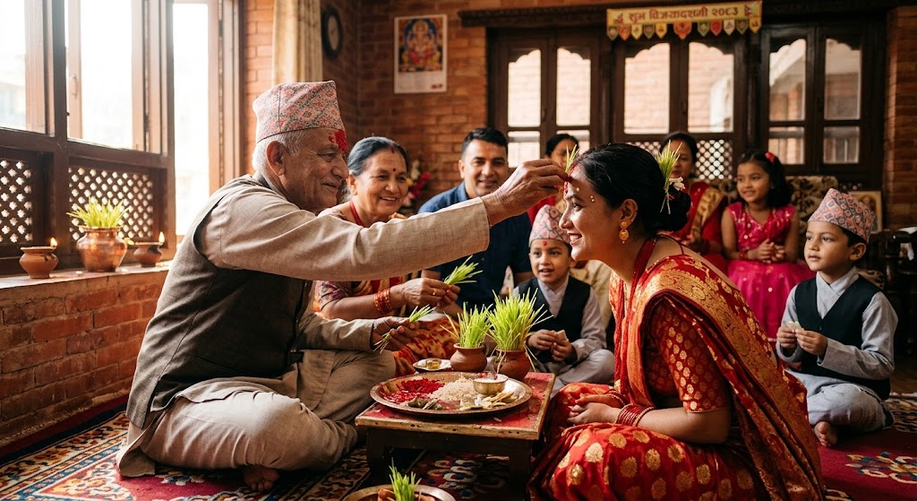 दसैँको टीका र आशीर्वाद लिने क्रम जारी, आफन्तकहाँ चहलपहल बढ्यो