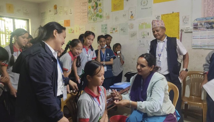 पाठेघरको मुखको क्यान्सरविरुद्ध तनहुँका दुई हजार पाँच सय ४८ किशोरीलाई एचपिभी खोप