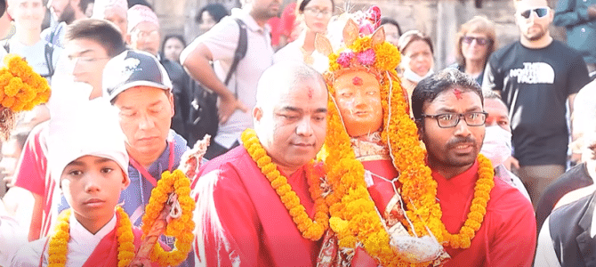 ललितपुरमा मानमानेश्वरी भवानीको ऐतिहासिक पायो जात्रा सुरु